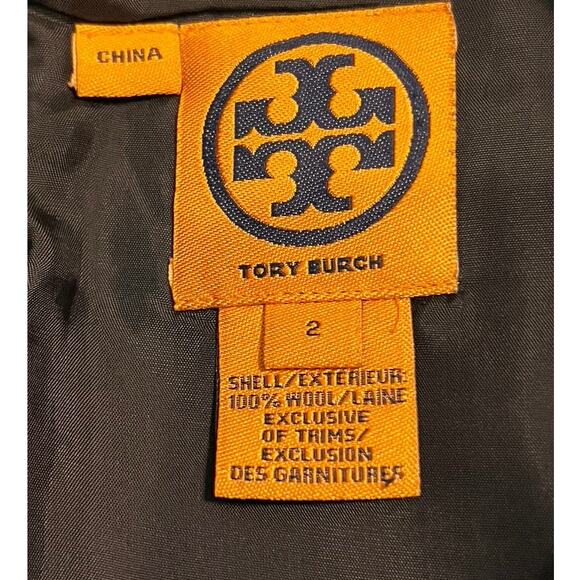 Tory Burch Wool A Line Skirt Patent Ribbon Trim Style 23081306 Size 2 Gray Black - Picture 7 of 11